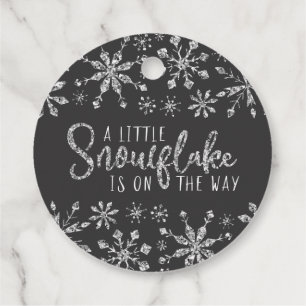 Little Snowflake Silver Glitzer Babydusche Geschenkanhänger