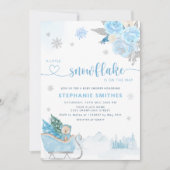 Little Snowflake Teddy Bear Winter Baby Shower Boy Einladung (Vorderseite)