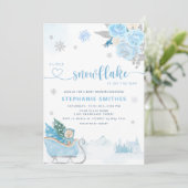 Little Snowflake Teddy Bear Winter Baby Shower Boy Einladung (Stehend Vorderseite)
