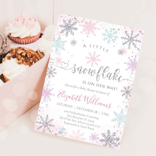Little Snowflake Winter Baby Shower Invitation Einladung