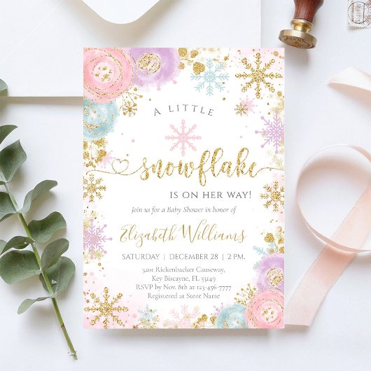 Little Snowflake Winter Baby Shower Invitation Einladung