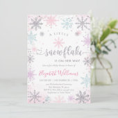 Little Snowflake Winter Baby Shower Invitation Einladung (Stehend Vorderseite)