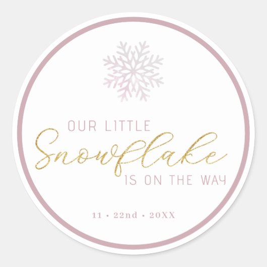 Little Snowflake Winter Baby Shower Sticker (Vorderseite)