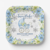 Little Snowflake Winter Floral Blue Baby Dusche Pappteller (Vorderseite)
