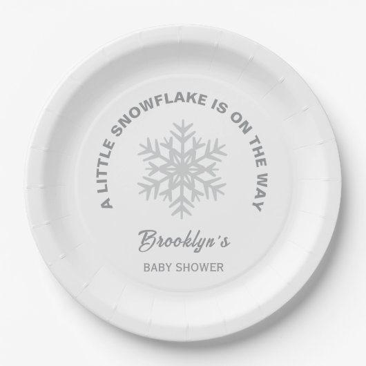 Little Snowflake Winter Shower Gender Neutral Pappteller (Vorderseite)