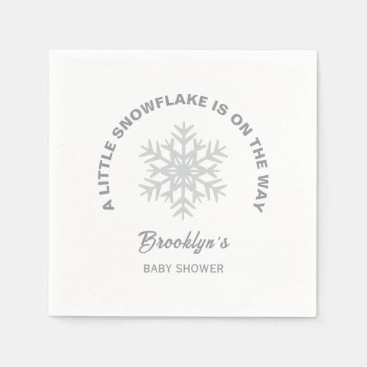 Little Snowflake Winter Shower Gender Neutral Serviette (Vorderseite)