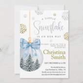 Little Snowflake Winter Wonderland Baby Boy Dusche Einladung (Vorderseite)