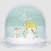 Little snowman and dog in christmas winter scene schneekugeln (Rückseite)