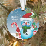 Little Snowman Ornament<br><div class="desc">Der niedliche Schneemann mit Esel und Zuckerrohr</div>