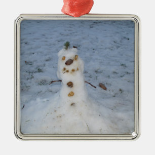 Little Snowman Pine Cone Nose Silbernes Ornament