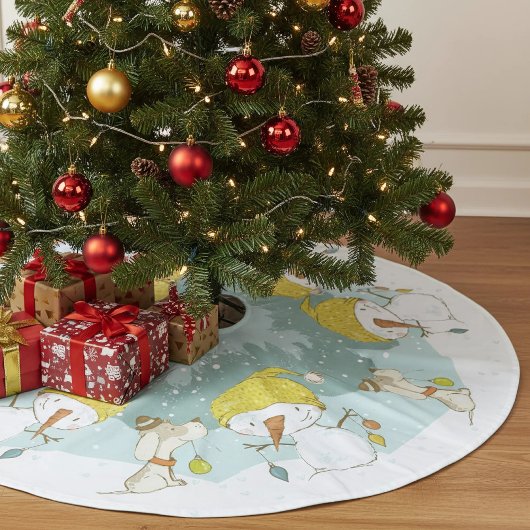 Little Snowman Tree Skirt Polyester Weihnachtsbaumdecke