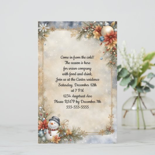 Little Snowman Weihnachts-Party Einladung (Stehend Vorderseite)