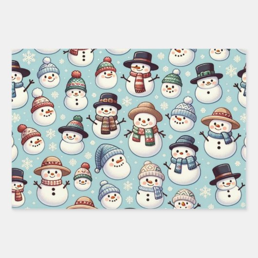 Little Snowmen Wrapping Paper Geschenkpapier Set (Vorderseite 3)