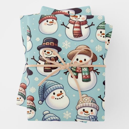 Little Snowmen Wrapping Paper Geschenkpapier Set (Beispiel)
