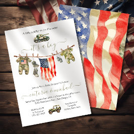 Little Soldier Army American Flag Baby Shower Einladung