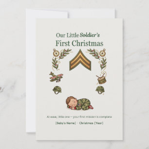 Little Soldier Erstes Weihnachtskarte — Baby Feiertagskarte