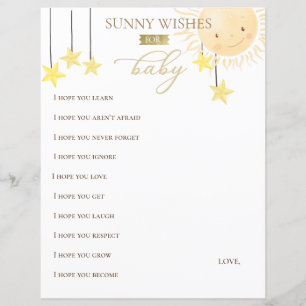 Little Sonny Sunshine Baby Dusche wünscht
