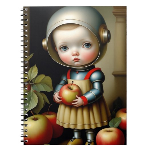 Little Space Girl with Apples Notebook Notizblock (Vorderseite)