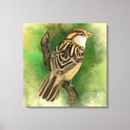 Little Sparrow Canvas Print - Painting - Green Leinwanddruck