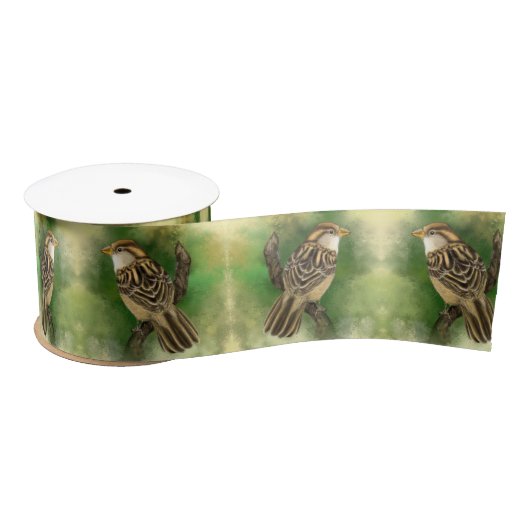 Little Sparrow Satin Ribbon Spring Birds Satinband (Spule)