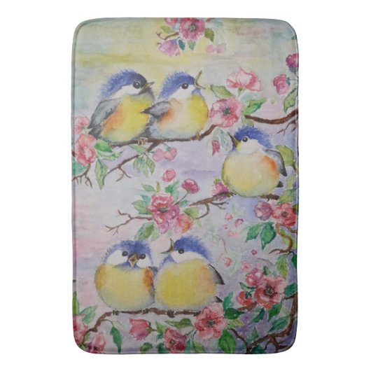Little Sparrows Spring Join Painting Bath Mat Badematte (Vorderseite Vertikal)