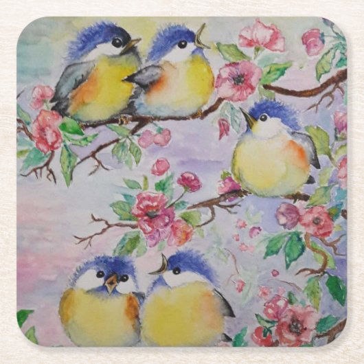 Little Sparrows Spring Paper Untersetzer (Vorderseite)