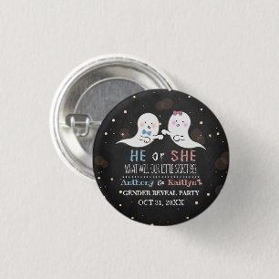 Little Spirit Halloween Ghosts Gender Reveal Party Button