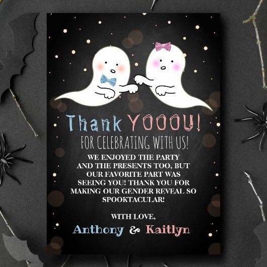 Little Spirit Halloween Ghosts Gender Reveal Party Dankeskarte