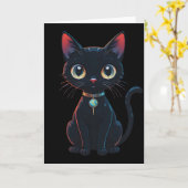 Little Spooky Black Cat Karte (Gelbe Blume)