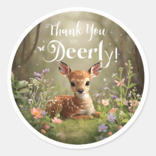 Little Spotted Deer Woodland Geburtstag-Aufkleber Runder Aufkleber