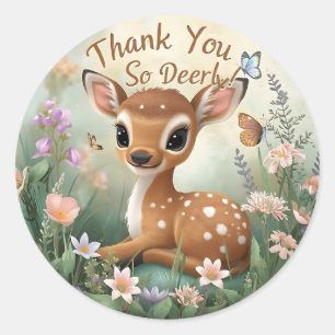 Little Spotted Deer Woodland Geburtstag-Aufkleber Runder Aufkleber