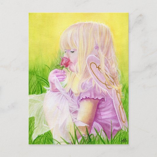 Little Spring Fairy Rose Postcard Postkarte (Vorderseite)