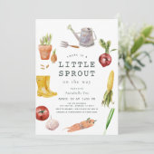 Little Sprout Garden Theme Baby Shower Einladung (Stehend Vorderseite)