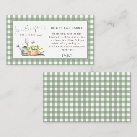 Little Sprout Gingham Books For Babies Twins Begleitkarte (Vorne/Hinten)