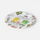 Little Sprout Pink Rain Boots Garden Baby Dusche Pappteller (Schrägansicht)