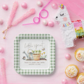 Little Sprout Sage Gingham Garden Baby Shower  Pappteller (Party)