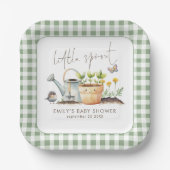 Little Sprout Sage Gingham Garden Baby Shower  Pappteller (Vorderseite)