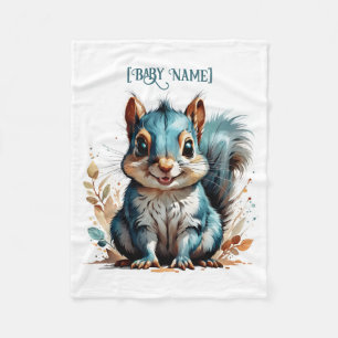 Little Squirrel Blue Personalisiert Fleecedecke