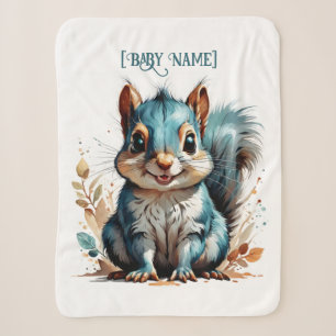 Little Squirrel Blue Personalisiert Sherpadecke