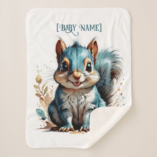 Little Squirrel Blue Personalisiert Sherpadecke (Vorderseite)