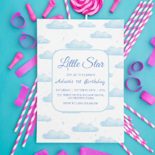 Little Star 1. Geburtstag Blue Cloud Einladung