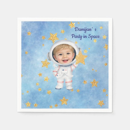 Little Star Astronaut Party Napkin Serviette (Vorderseite)