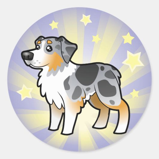 Little Star Australian Shepherd Runder Aufkleber (Vorderseite)