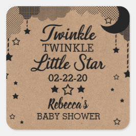 Little Star Baby Dusche Kraft Papier Look Vielen D Quadratischer Aufkleber