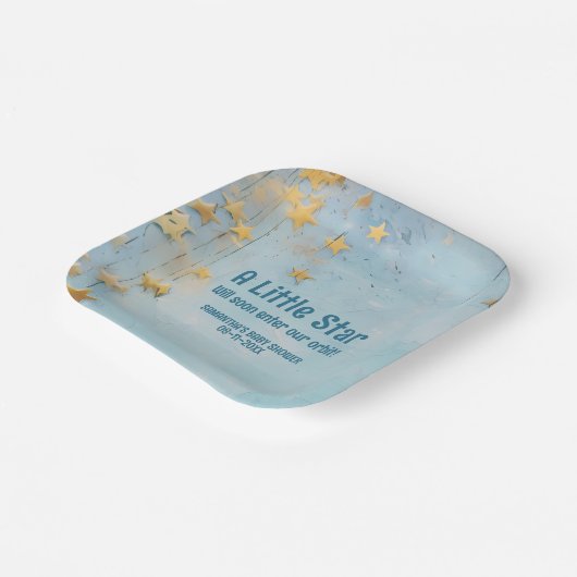 Little Star Blue Babydusche Papierplatte Pappteller (Gewinkelt)