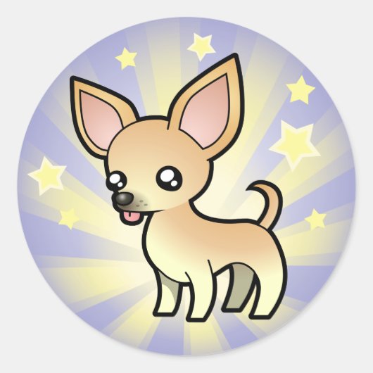 Little Star Chihuahua (glatter Mantel) Runder Aufkleber (Vorderseite)