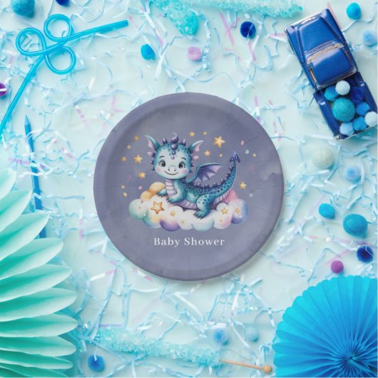 Little Star Dragon Boy Baby Dusche Pappteller (Party)
