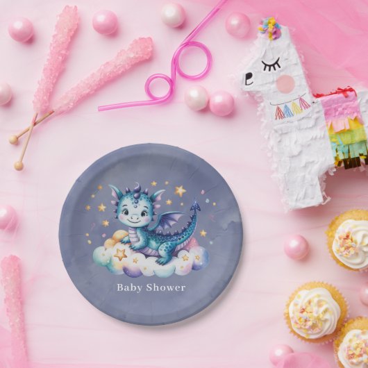 Little Star Dragon Boy Baby Dusche Pappteller (Party)