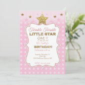 Little Star - Einladung zum Geburtstag in Rosa und (Stehend Vorderseite)
