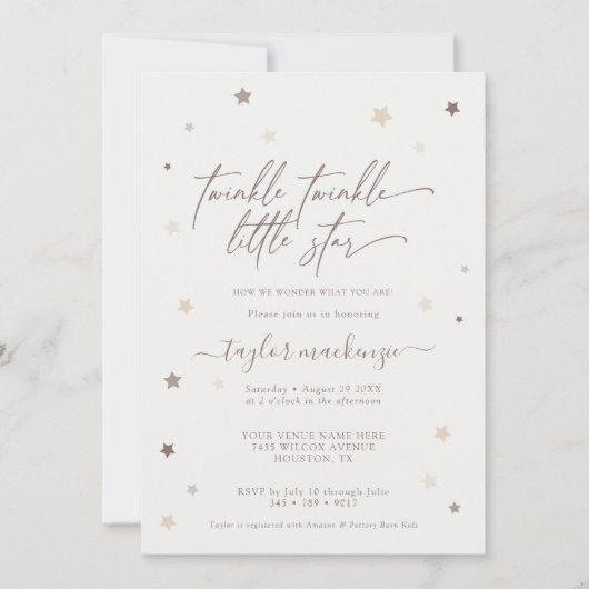 Little Star Gender Neutral Baby Shower Einladung (Vorderseite)